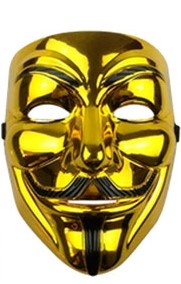 Careta Plástica Rigida Anonymus Dorada
