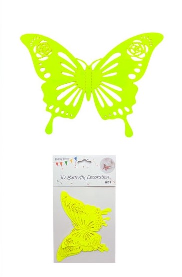 Adorno Mariposa Fluo 3D x 6 un