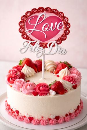 Topper Plástico Feliz Dia Redondo Love