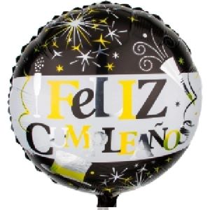 Globo Metalizado 18p F.C. Negro/Oro/Blanco y Plata x 5 un
