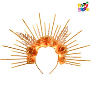 Vincha Plástica Lujo Led con Pinchos Dorados RR