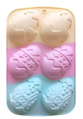 Molde Silicona Placa 6 Huevos Decorados Tricolor 26x17 cm LC